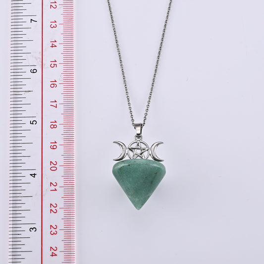 Green Aventurine Pendant in Silvertone with Stainless Steel Necklace (20 Inches) 50.00 ctw