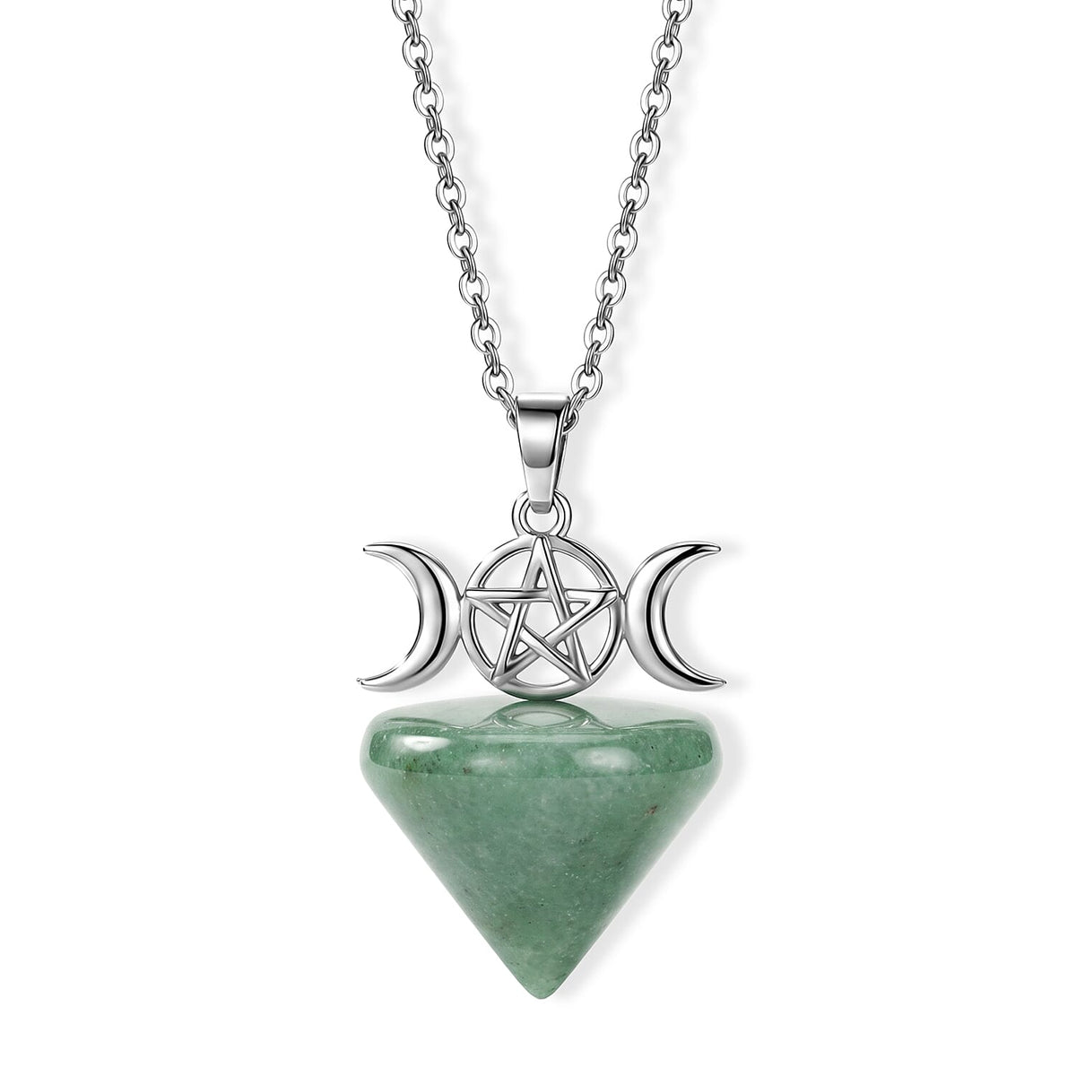 Green Aventurine Pendant in Silvertone with Stainless Steel Necklace (20 Inches) 50.00 ctw