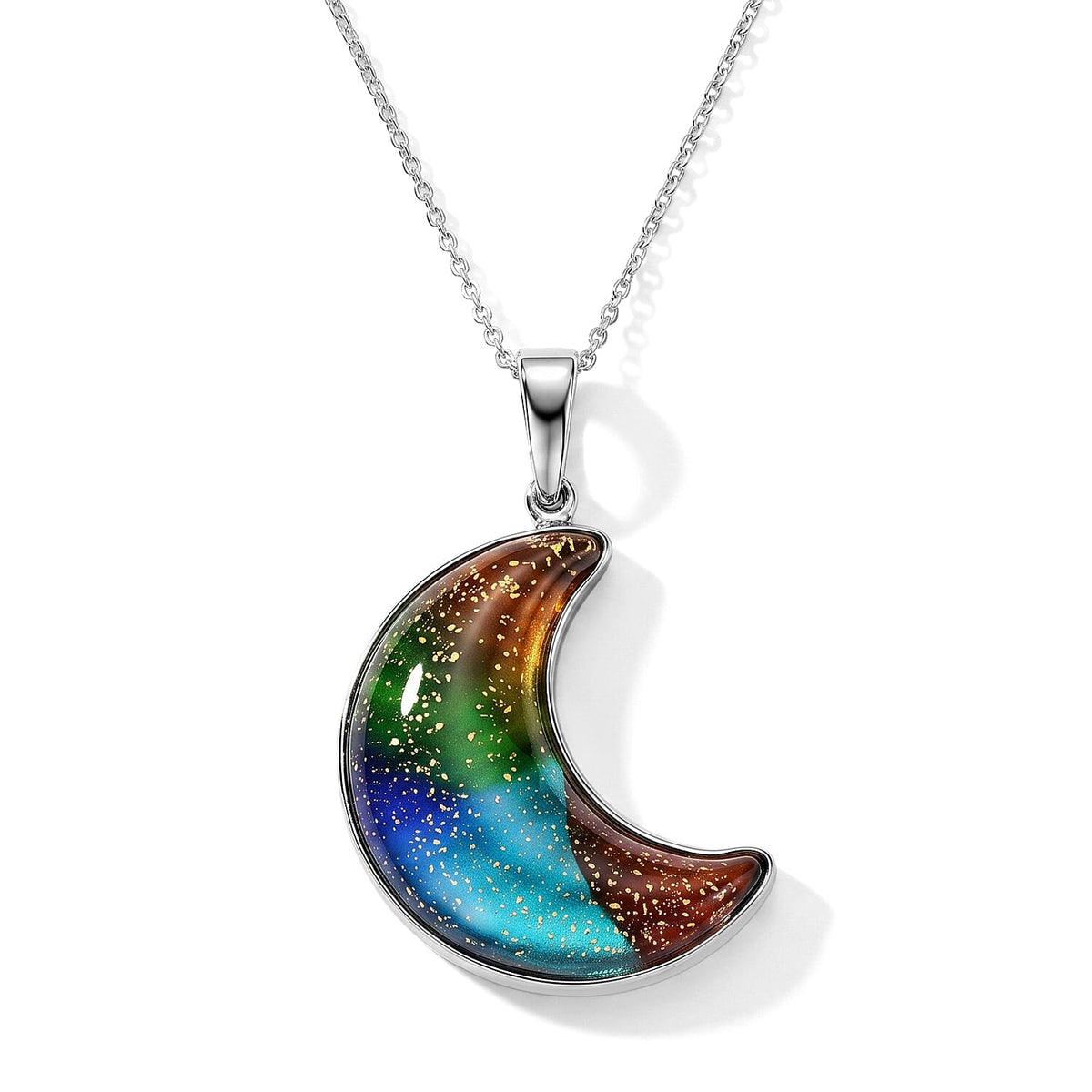 D''Joy Multi Murano Style Pendant Necklace (20 Inches) in Rhodium Over Sterling Silver