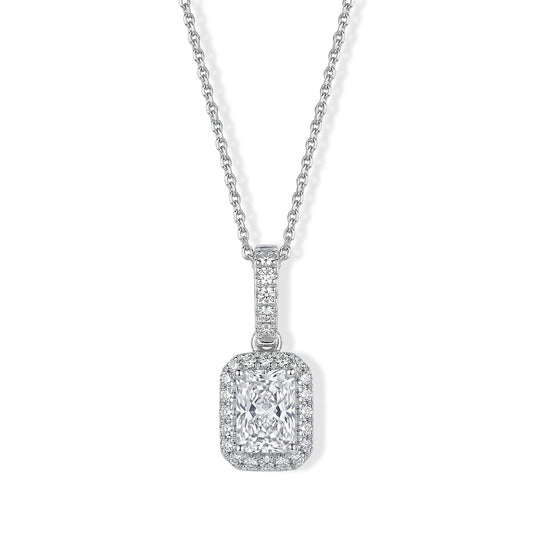 Luxuriant Lab Grown Diamond (G-H, SI) Pendant Necklace (20 Inches) in Rhodium Over Sterling Silver 1.20 ctw
