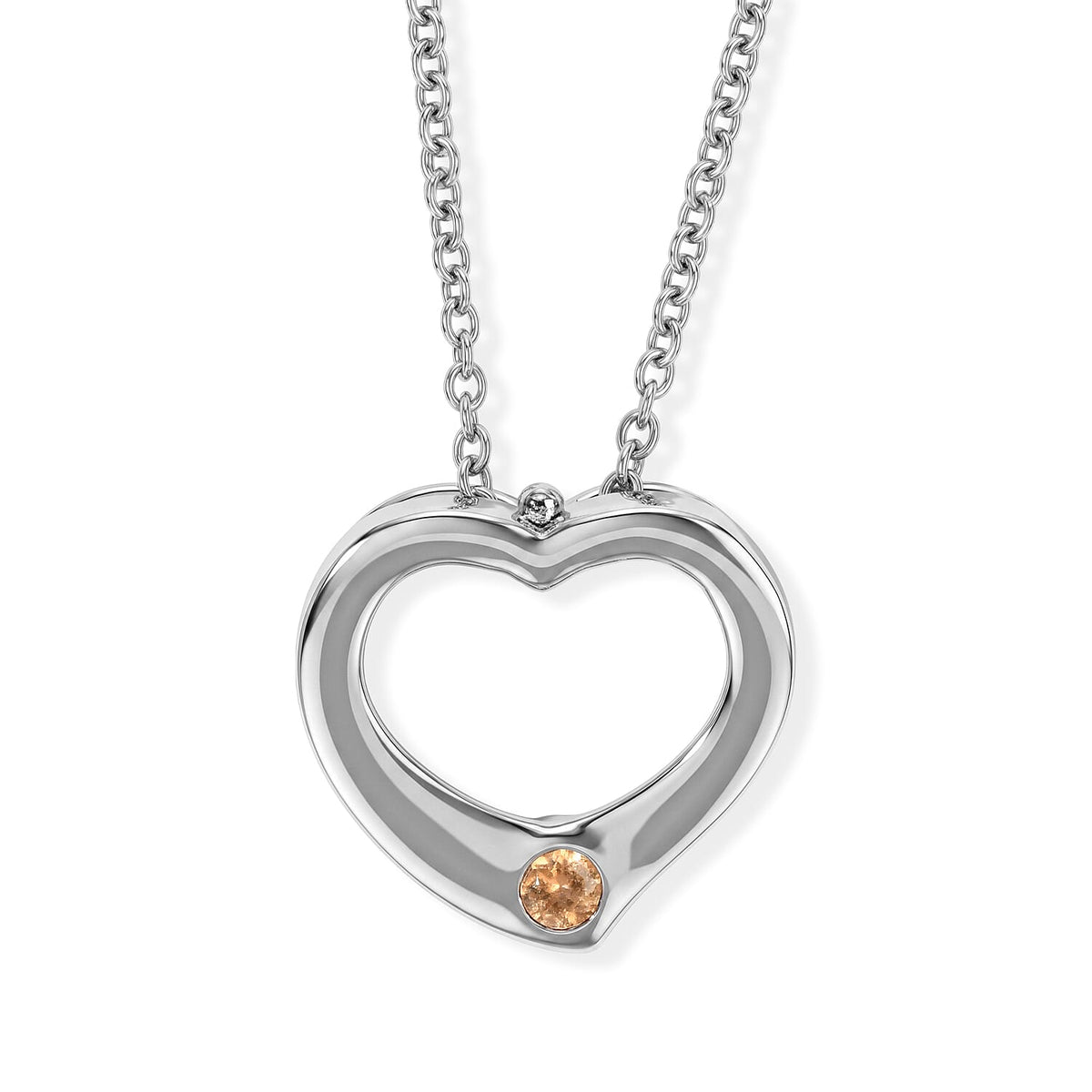 EverTrue Imperial Garnet Pendant in Platinum Bond with Stainless Steel Necklace (20 Inches) 0.15 ctw