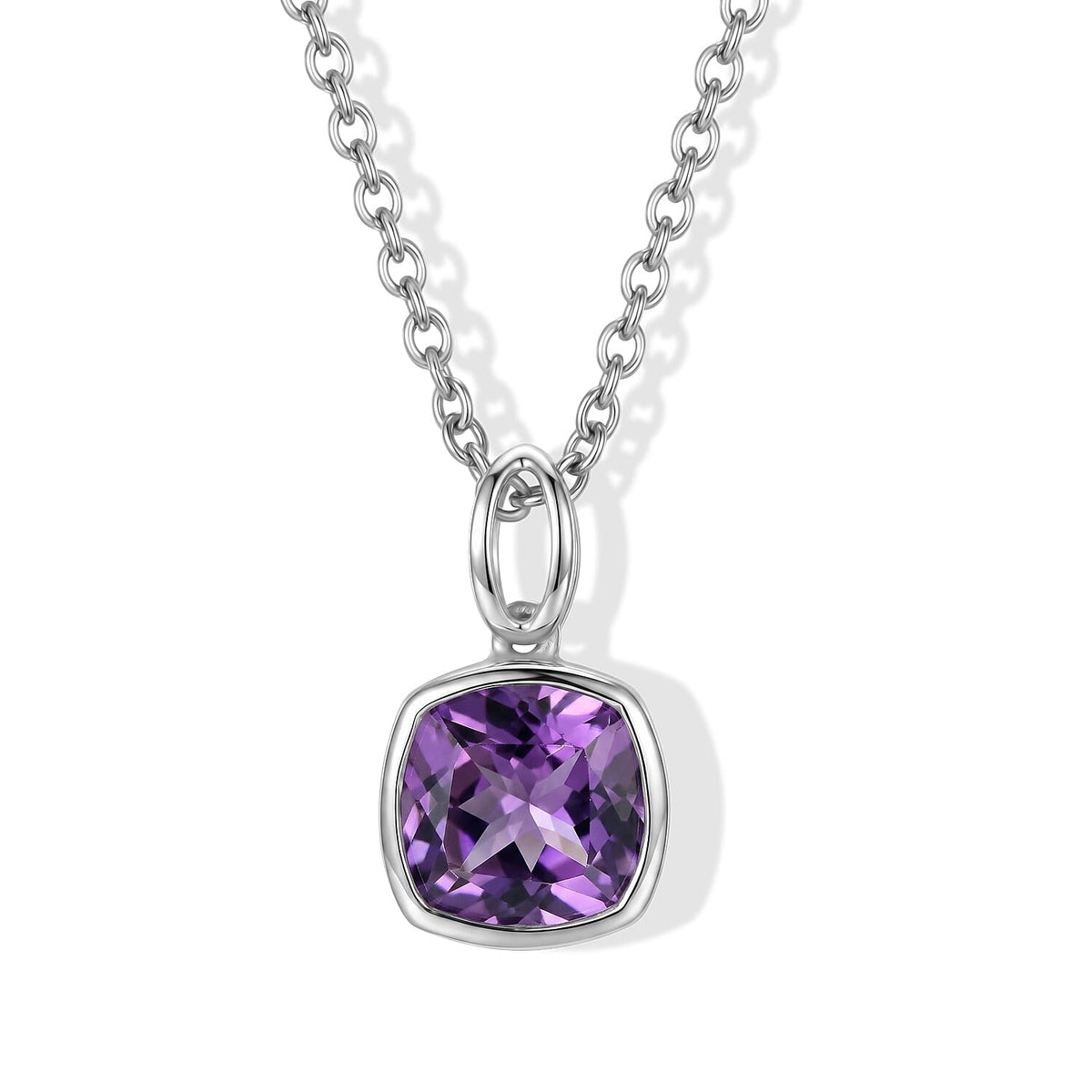 D''Joy Mashamba Amethyst 1.85 ctw Pendant in Rhodium Over Sterling Silver with Stainless Steel Necklace 20 Inches