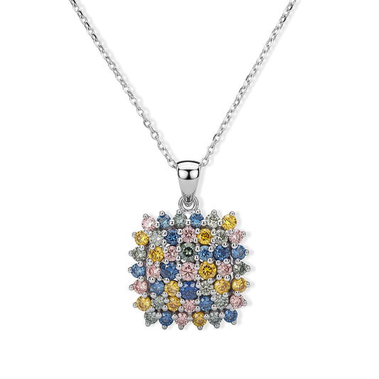 Luxuriant Lab Grown Multi Diamond (IR) (SI) Pendant Necklace (20 Inches) in Rhodium Over Sterling Silver 2.00 ctw