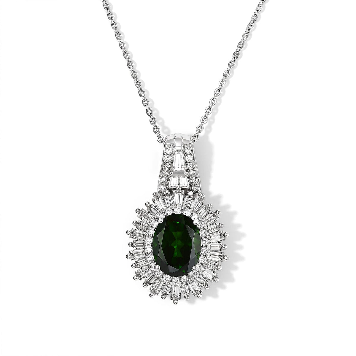 D'Joy AAA Kashmir Kyanite and Moissanite Pendant Necklace (20 Inches) in Rhodium Over Sterling Silver 3.10 ctw