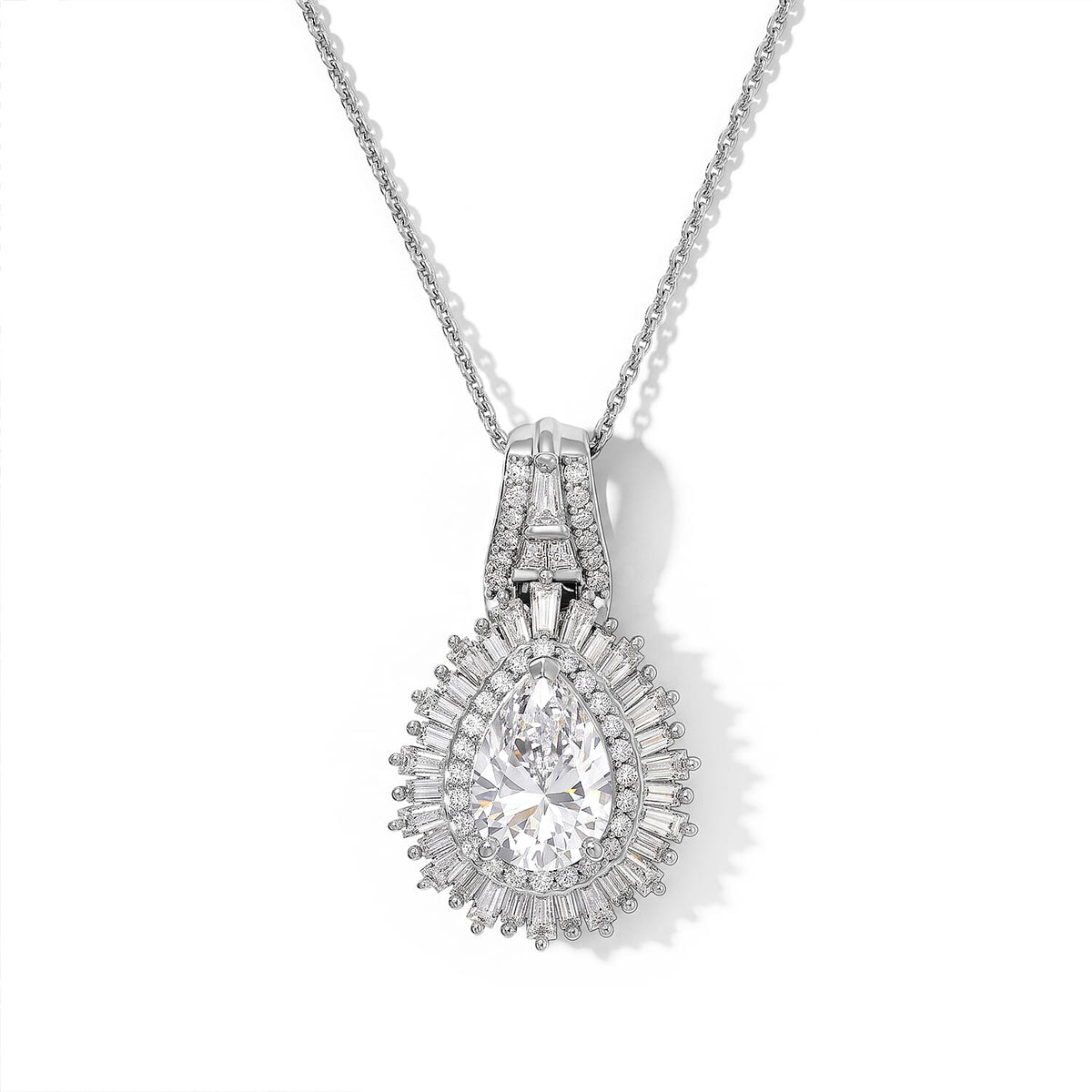 D'Joy AAA Kashmir Kyanite and Moissanite Pendant Necklace (20 Inches) in Rhodium Over Sterling Silver 3.10 ctw