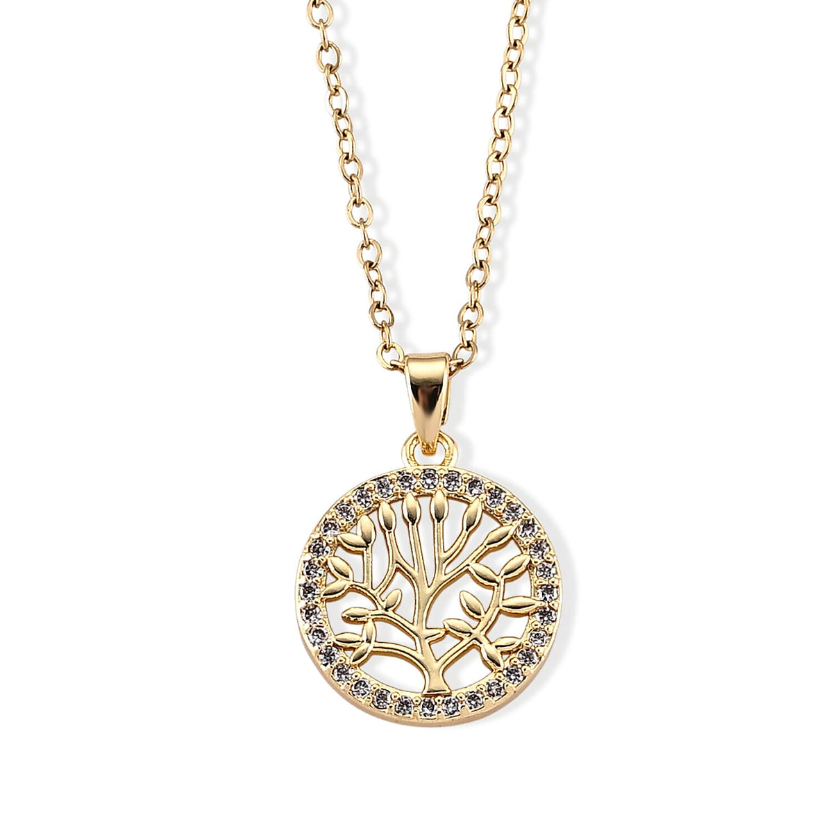 Simulated Diamond Pendant in Goldtone with ION Plated YG Stainless Steel Necklace (16-18 Inches) 2.00 ctw 4494001