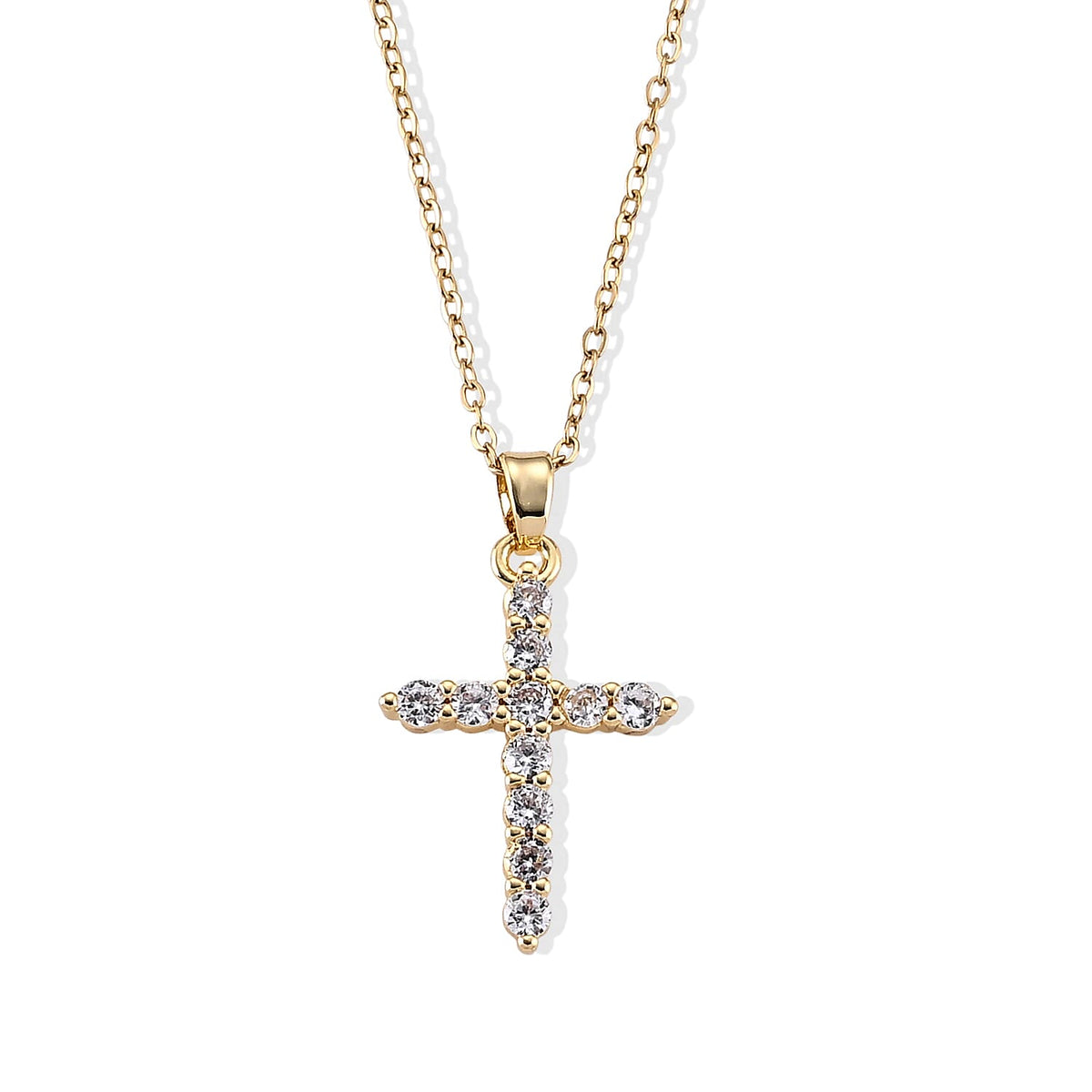 Simulated Diamond Pendant in Goldtone with ION Plated YG Stainless Steel Necklace (16-18 Inches) 2.00 ctw 4494010