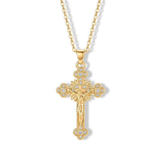 Simulated Diamond Pendant in Goldtone with ION Plated YG Stainless Steel Necklace (16-18 Inches) 2.00 ctw 4494011