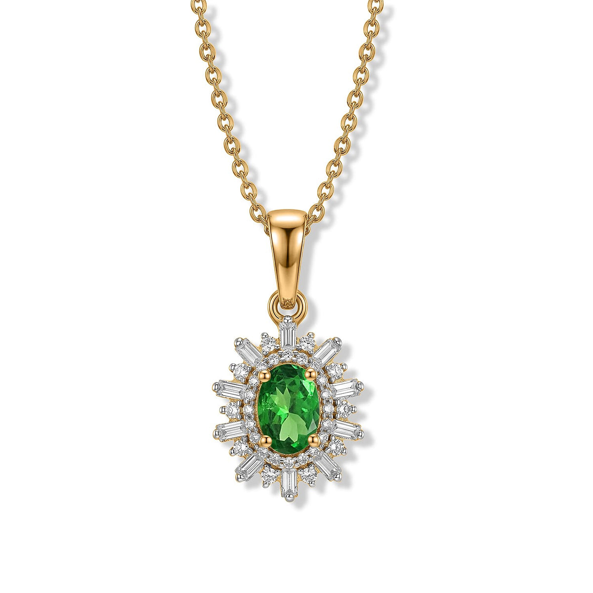 D'Joy Premium Kanchanaburi Blue Sapphire (D) and Moissanite Pendant Necklace (20 Inches) in Rhodium Over Sterling Silver 1.20 ctw