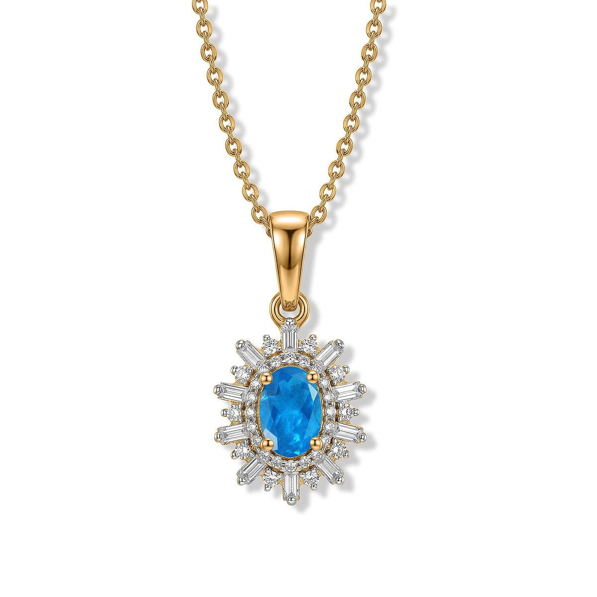 D'Joy Premium Kanchanaburi Blue Sapphire (D) and Moissanite Pendant Necklace (20 Inches) in Rhodium Over Sterling Silver 1.20 ctw