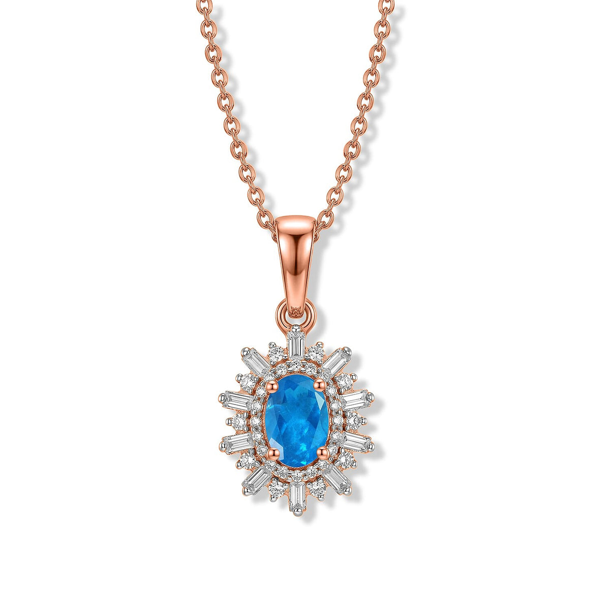 D'Joy Premium Kanchanaburi Blue Sapphire (D) and Moissanite Pendant Necklace (20 Inches) in Rhodium Over Sterling Silver 1.20 ctw