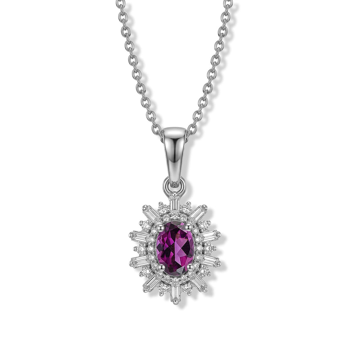 D'Joy Premium Kanchanaburi Blue Sapphire (D) and Moissanite Pendant Necklace (20 Inches) in Rhodium Over Sterling Silver 1.20 ctw