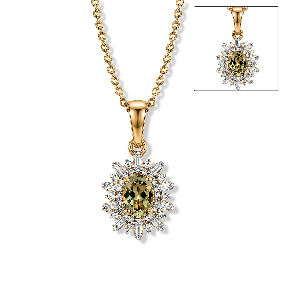 D'Joy Premium Kanchanaburi Blue Sapphire (D) and Moissanite Pendant Necklace (20 Inches) in Rhodium Over Sterling Silver 1.20 ctw