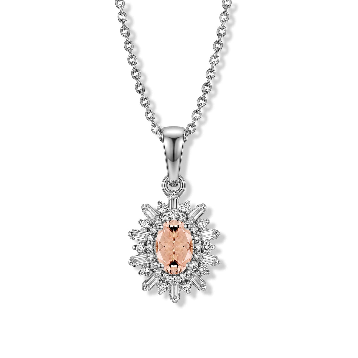 D'Joy Premium Kanchanaburi Blue Sapphire (D) and Moissanite Pendant Necklace (20 Inches) in Rhodium Over Sterling Silver 1.20 ctw