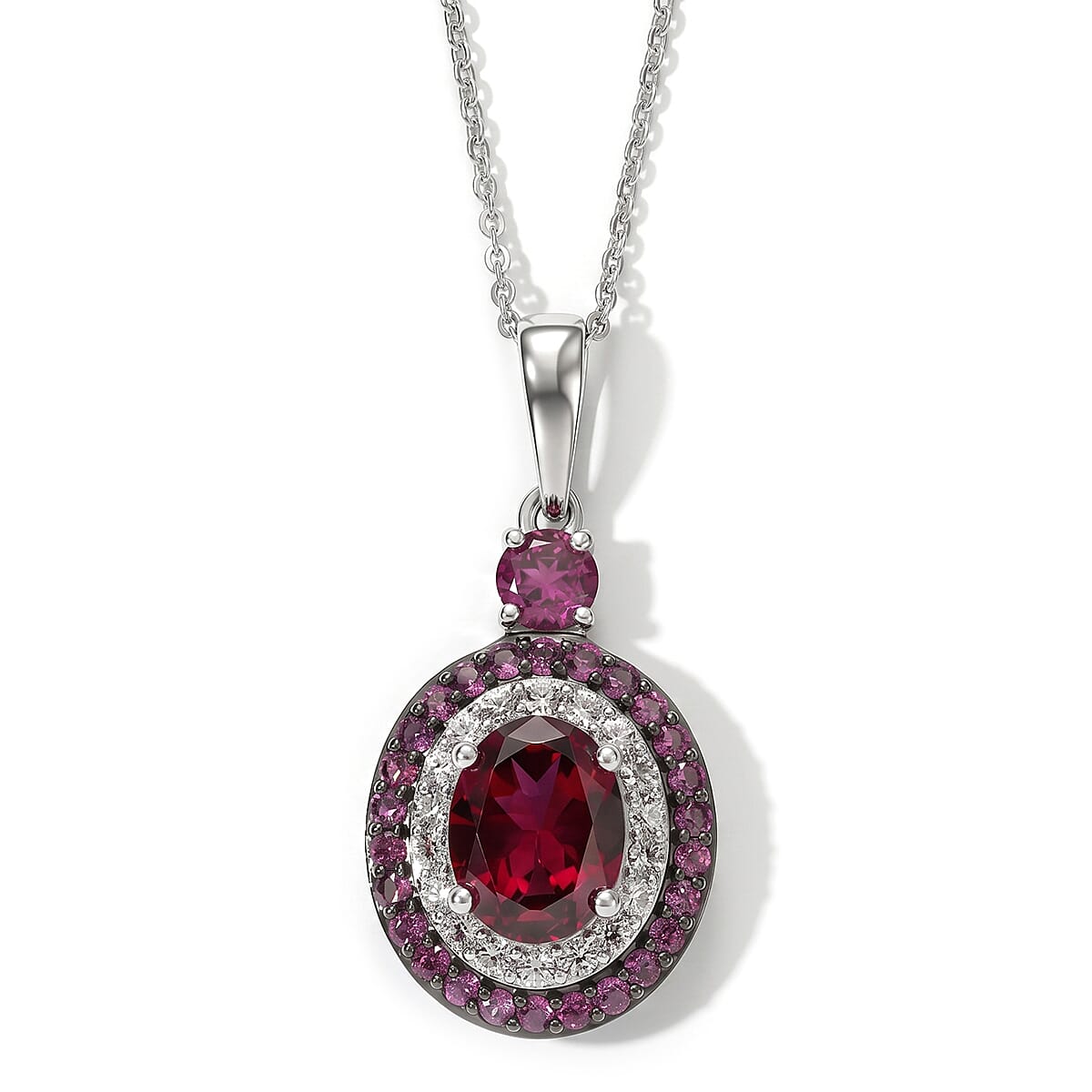 D'Joy Premium Kashmir Kyanite, Multi Gemstone Royal Spectrum Pendant Necklace (20 Inches) in Rhodium Over Sterling Silver 4.00 ctw