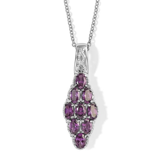 EverTrue Simulated Amethyst Color Diamond Pendant Necklace (20 Inches) in Stainless Steel 6.85 ctw