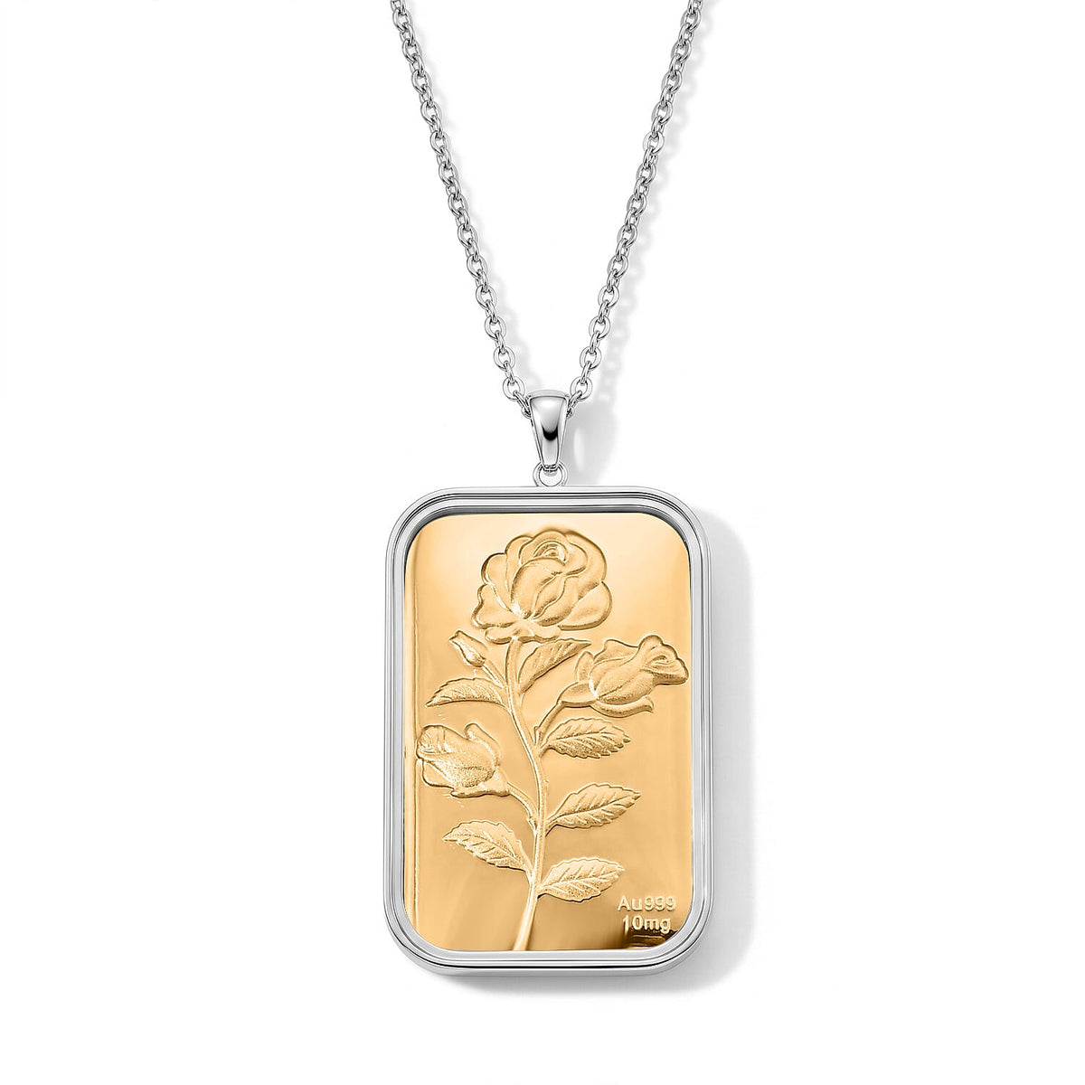 24K Gold Foil Cross & Bible Pendant with Stainless Steel Necklace (20 Inches) 44959