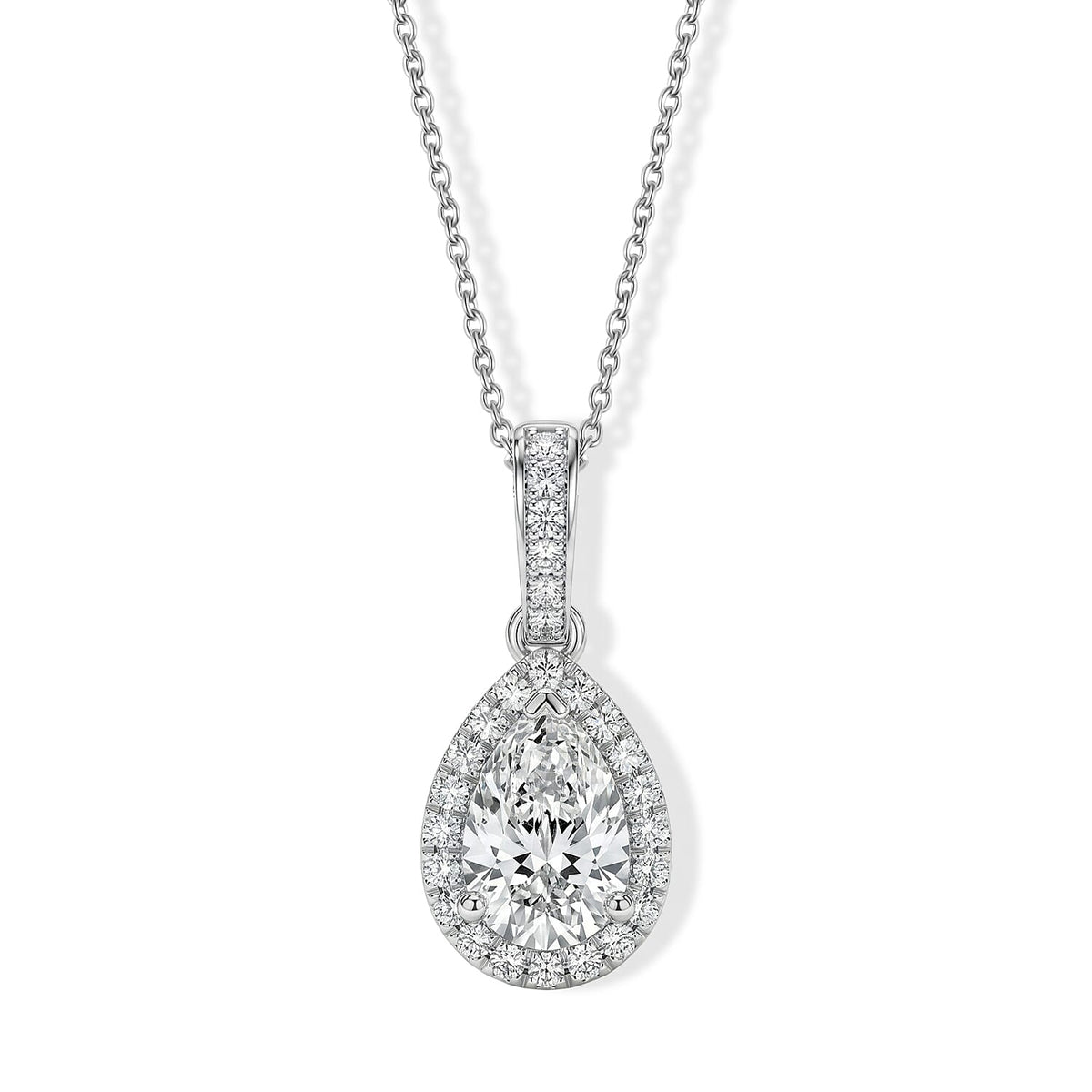 Luxuriant Lab Grown Diamond (G-H, SI) Pendant Necklace (20 Inches) in Rhodium Over Sterling Silver 1.20 ctw