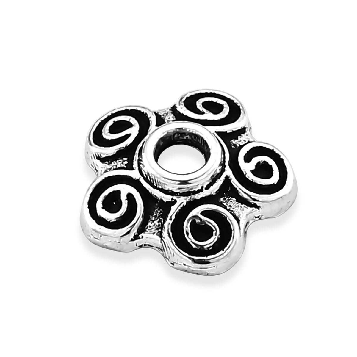 GCS Set of 950pcs 5 Petal Flower Bead Caps in Silvertone