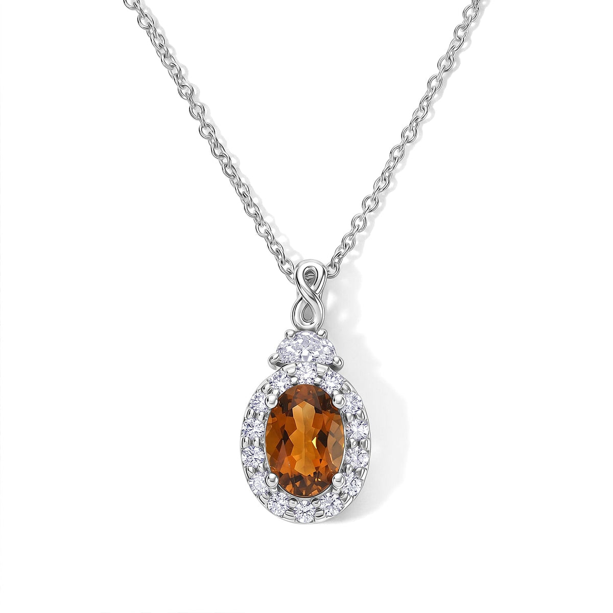 D'Joy Premium Sunset Tourmaline, Moissanite Pendant Necklace (18 Inches) in Rhodium Over Sterling Silver 1.00 ctw