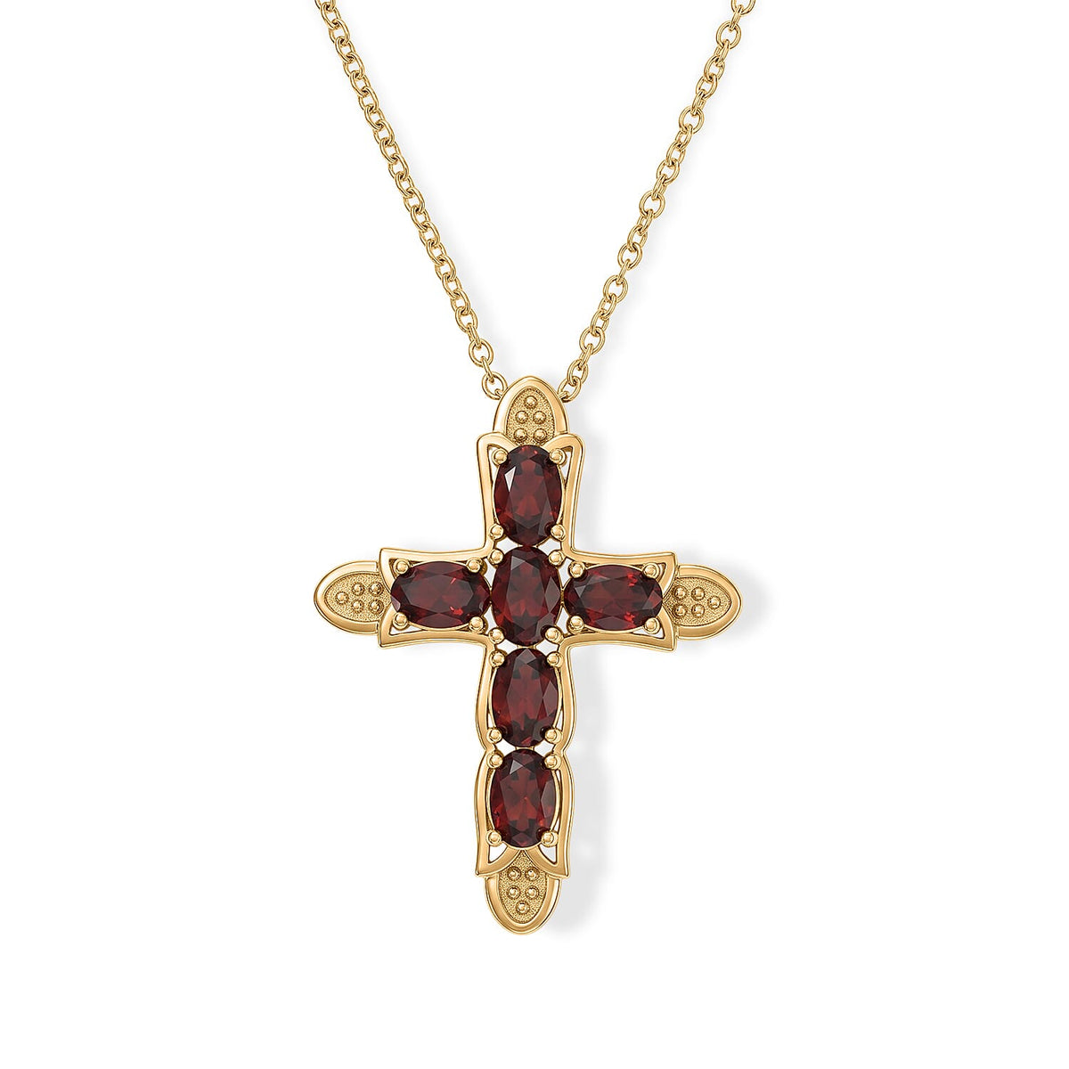 EverTrue Mozambique Garnet Pendant in 18K YG Plated with IOn Plated YG Stainless Steel Necklace (20 Inches) 3.25 ctw