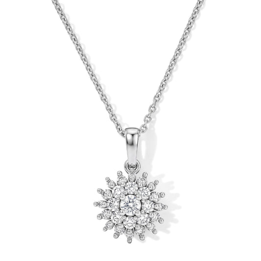 Luxuriant Lab Grown Diamond (G-H,SI) Pendant Necklace (20 Inch) in Rhodium Over Sterling Silver 0.50 ctw