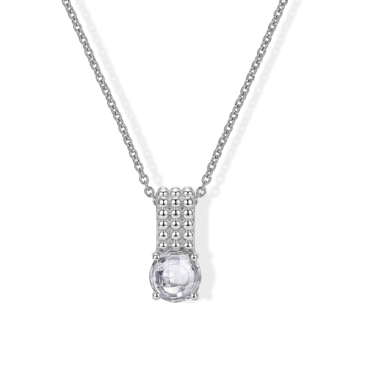 Simulated Diamond Brilliance Pendant in Platinum Bond with Stainless Steel Necklace 4.85 ctw  (20 Inches)