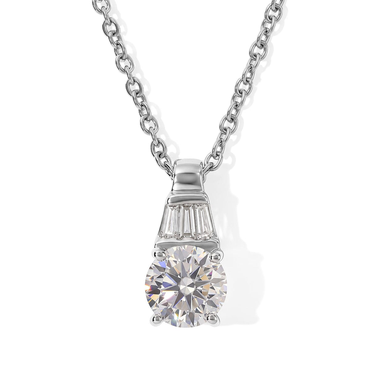 EverTrue Moissanite 1.40 ctw Pendant in Platinum Bond with Stainless Steel Necklace 20 Inches