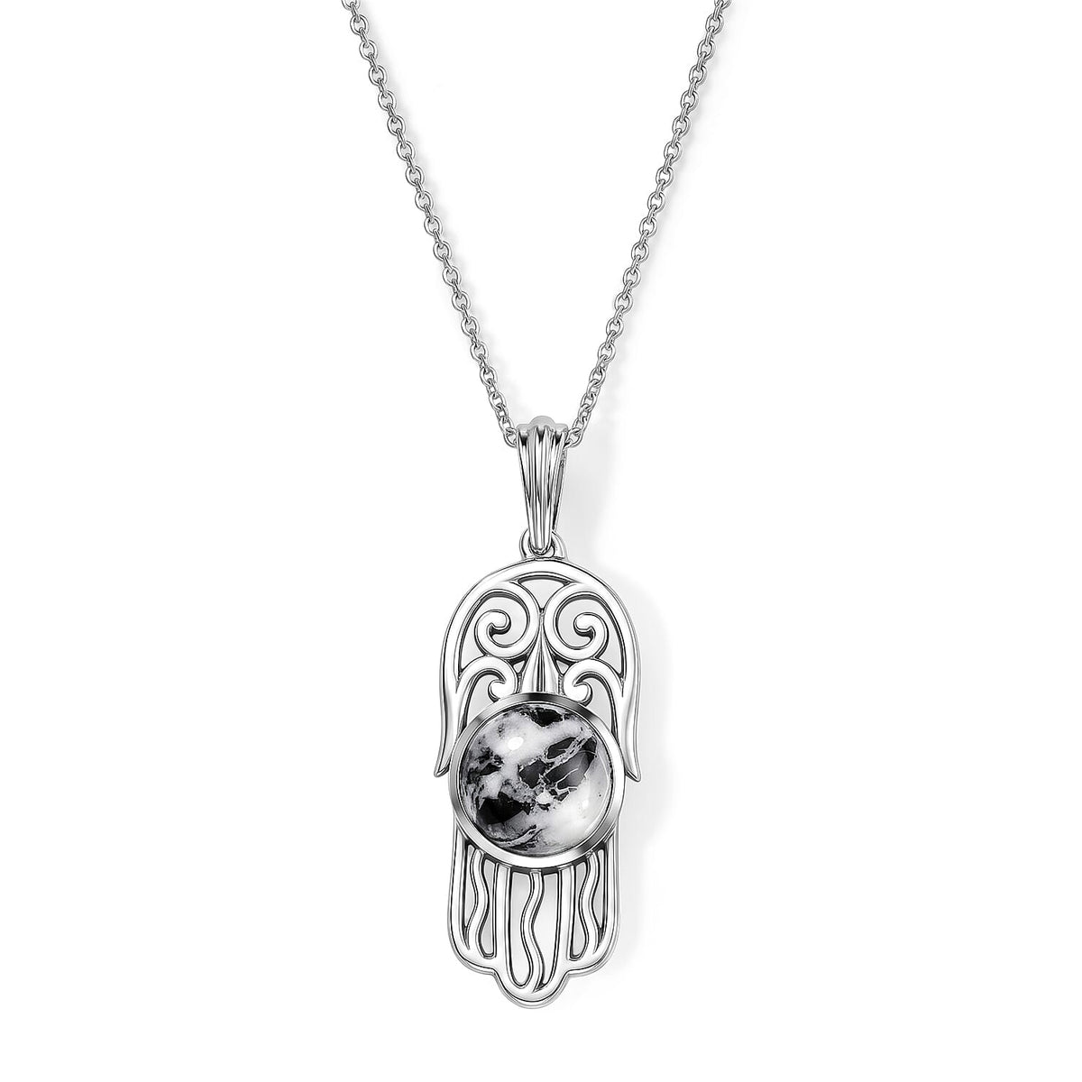 D''Joy Passport to Israel White Buffalo Pendant Necklace (20 Inches) in Sterling Silver 2.60 ctw