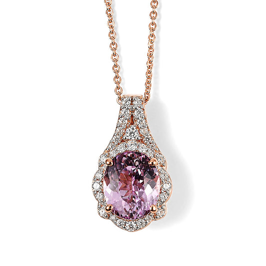 Black Friday Doorbuster D'Joy Premium Martha Rocha Kunzite, Moissanite Pendant Necklace (18 Inches) in 18K Vermeil RG Over Sterling Silver 3.80 ctw