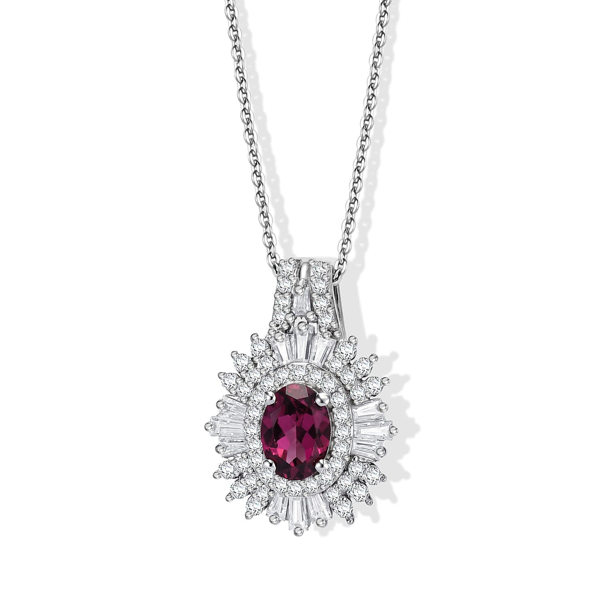 D''Joy AAA Kagem Zambian Emerald and Moissanite 1.60 ctw Pendant Necklace (20 Inches) in Rhodium Over Sterling Silver