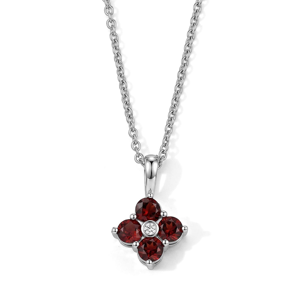 Mozambique Garnet and Simulated Diamond 8.00 ctw Pendant in Silvertone with Stainless Steel Necklace 20 Inches