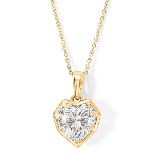 D'Joy Moissanite (Hrt 9mm) Heart of Brilliance Pendant Necklace (20 Inches) in 18K Vermeil YG Over Sterling Silver 2.50 ctw