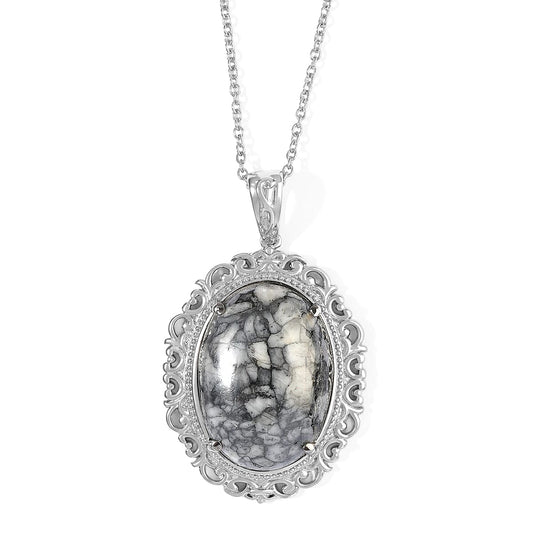 EverTrue Austrian Pinolith 28.60 ctw Pendant Necklace in Stainless Steel 20 Inches