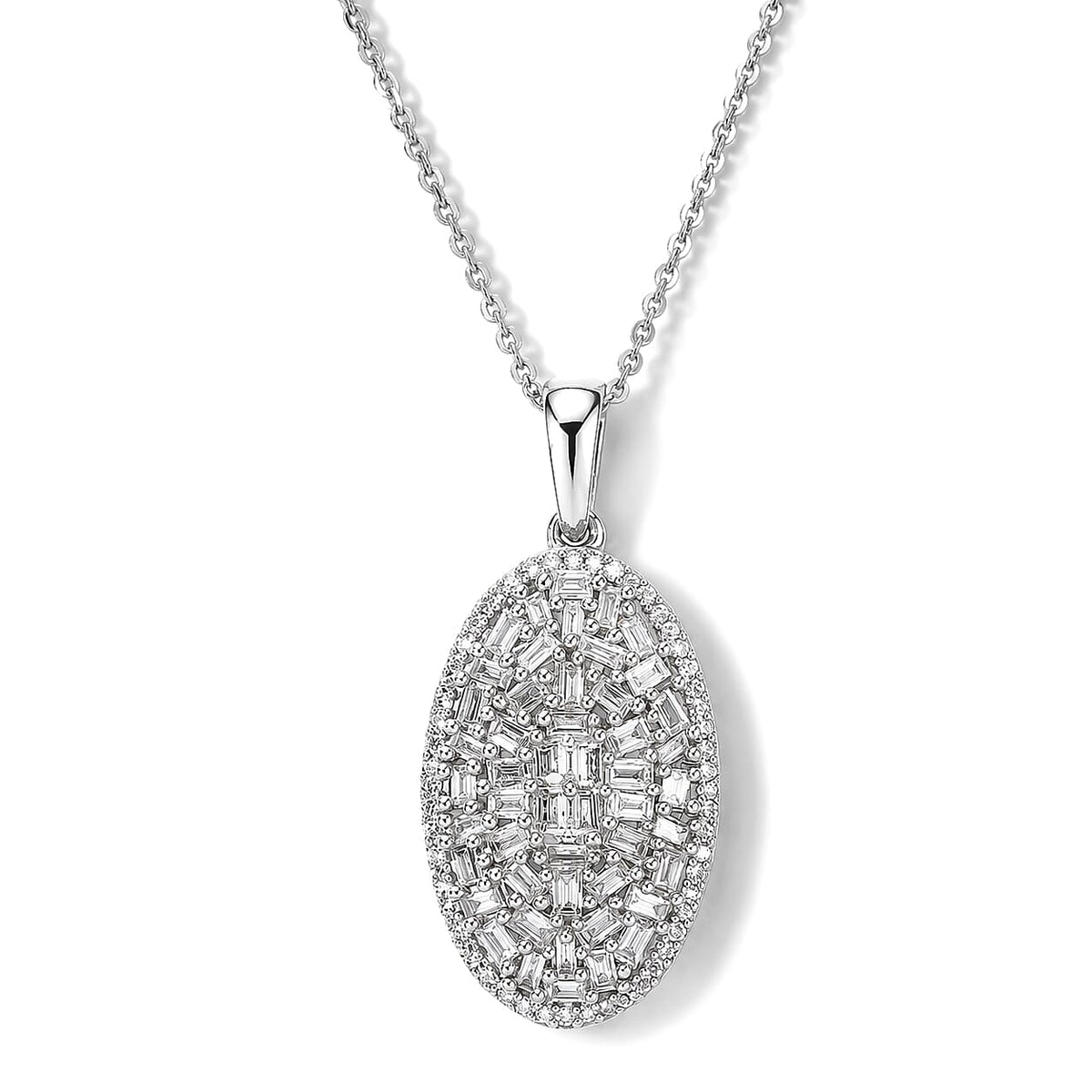 Lab Grown Diamond G-H SI 1.00 ctw Pendant Necklace in Rhodium Over Sterling Silver 20 Inch