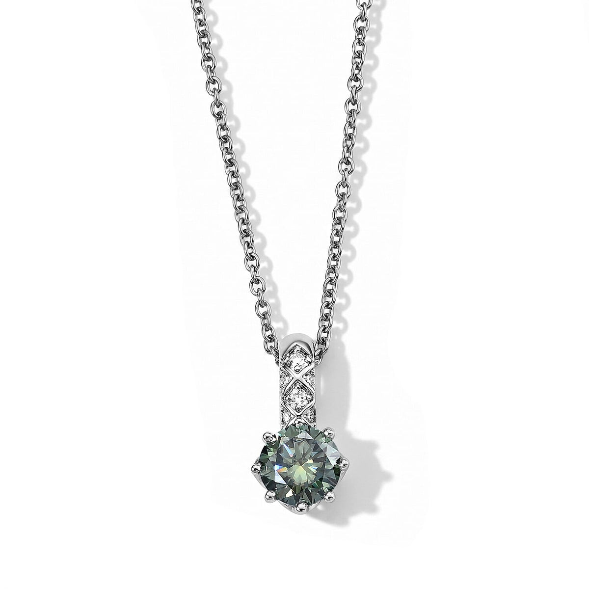 EverTrue Pink and White Moissanite 1.60 ctw Pendant in Platinum Bond with Stainless Steel Necklace 20 Inches