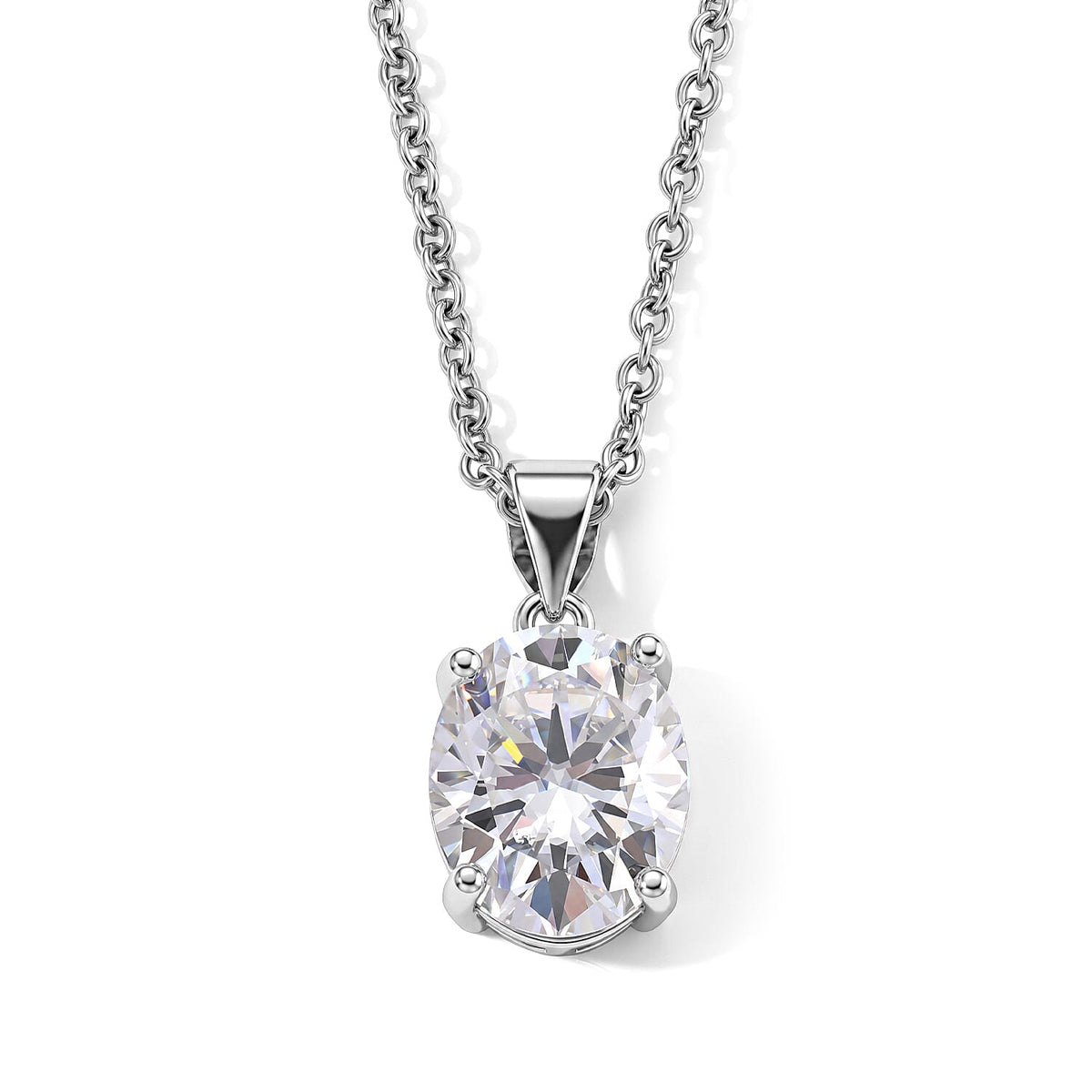 EverTrue Moissanite (Ovl 11x9mm) Pendant in Platinum Bond with Stainless Steel Necklace (20 Inches) 3.80 ctw