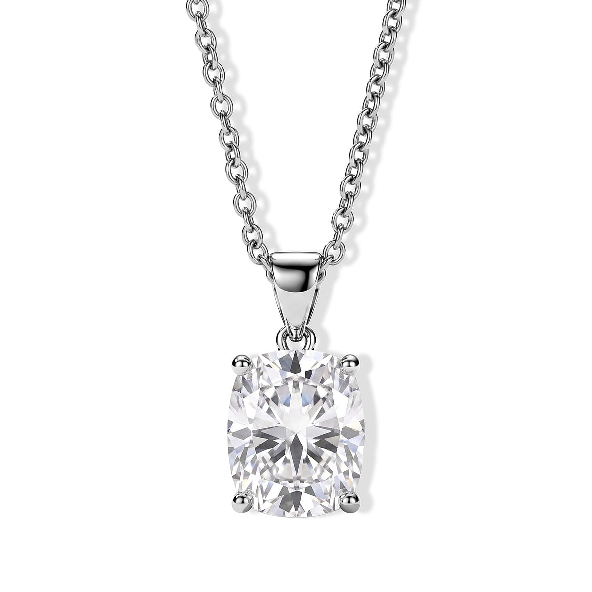 EverTrue Moissanite (Ovl 11x9mm) Pendant in Platinum Bond with Stainless Steel Necklace (20 Inches) 3.80 ctw