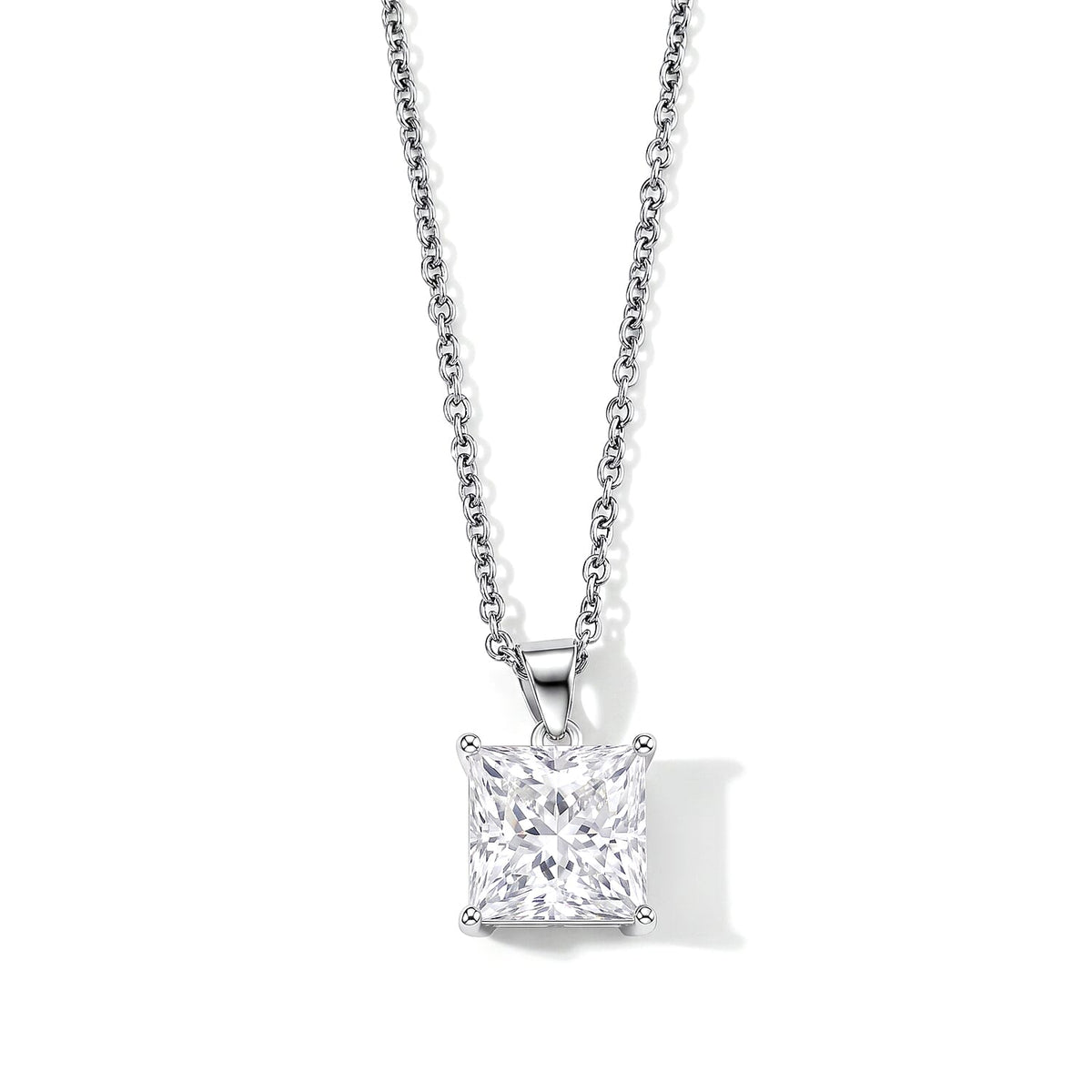 EverTrue Moissanite (Ovl 11x9mm) Pendant in Platinum Bond with Stainless Steel Necklace (20 Inches) 3.80 ctw