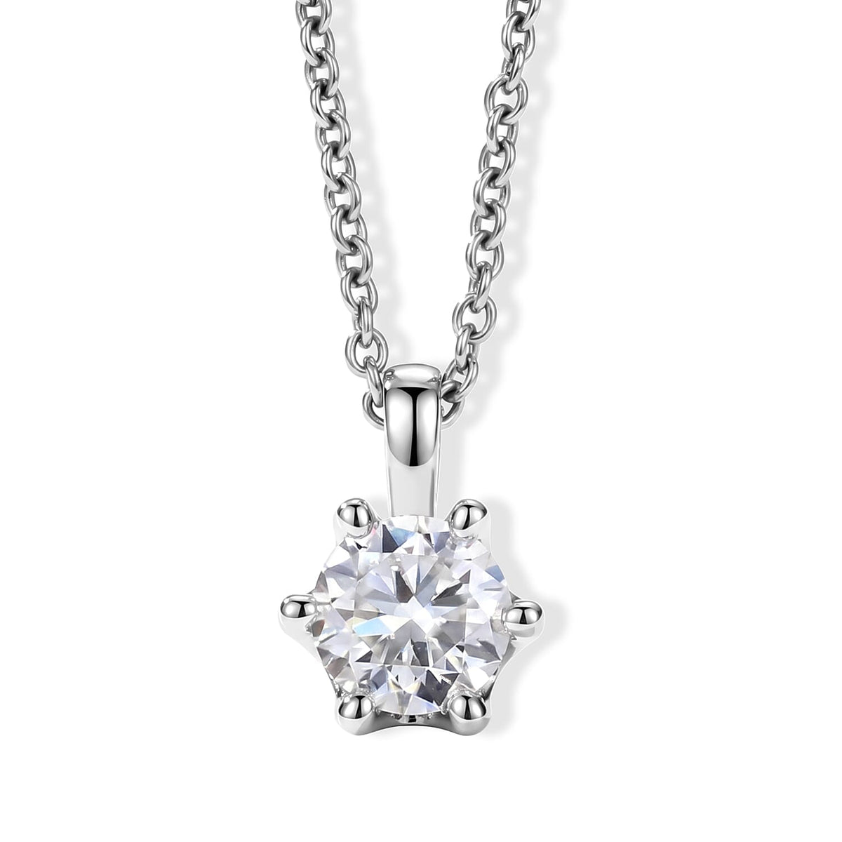 D''Joy Moissanite 1.25 ctw Pendant in Rhodium Over Sterling Silver with Stainless Steel Necklace (18 Inches)
