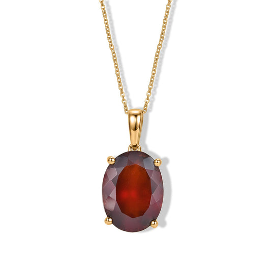 D'Joy AAA Honey Garnet Glow Solitaire Pendant Necklace (20 Inches) in 18K Vermeil YG Over Sterling Silver 10.35 ctw