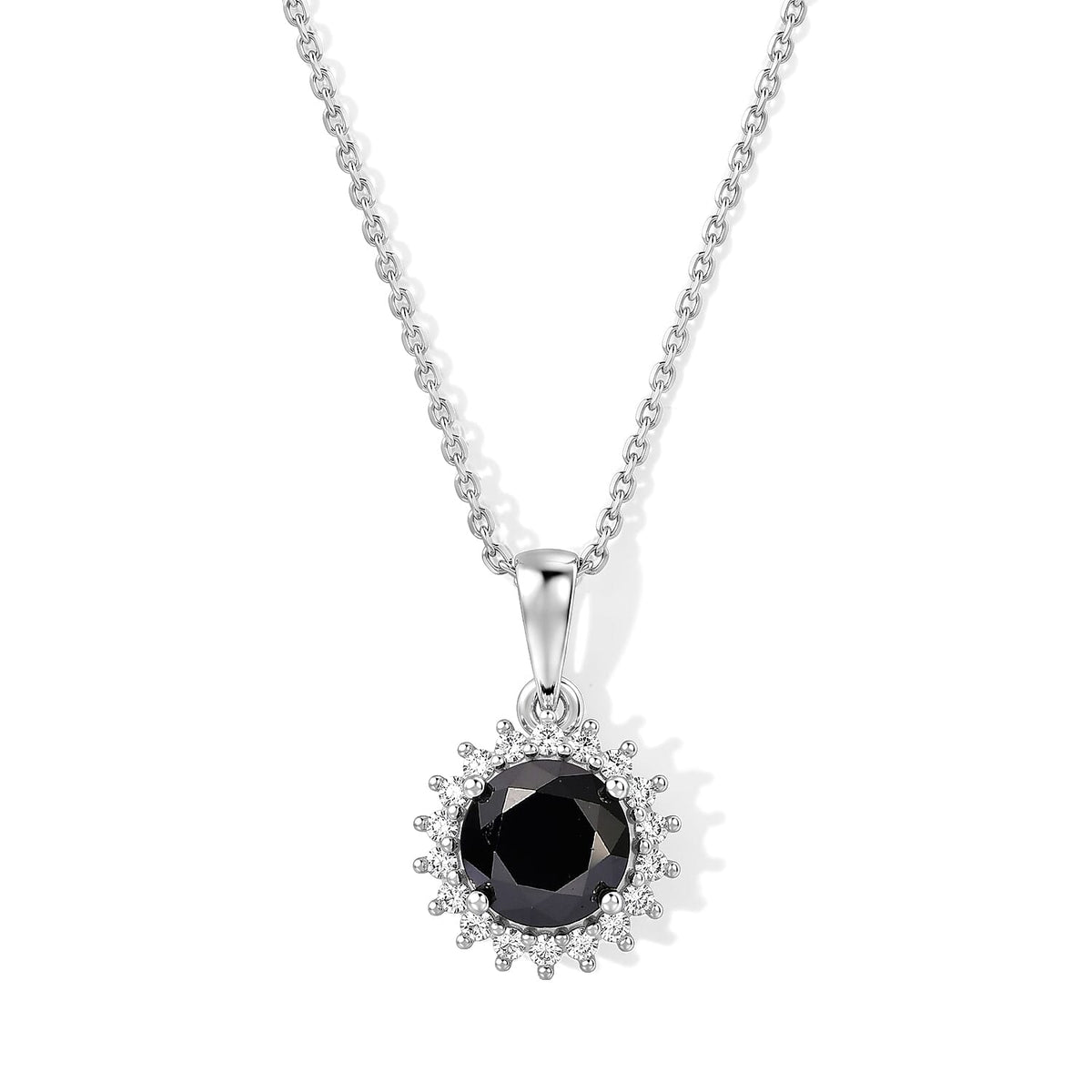 D''Joy Black and White Moissanite 1.10 ctw Pendant Necklace in Rhodium Over Sterling Silver 20 Inches