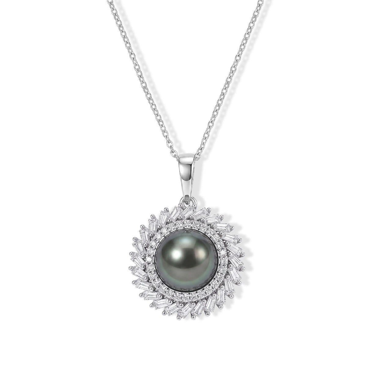 D''Joy Premium South Sea Pearl, Moissanite Pendant Necklace (20 Inches) in 18K Vermeil YG Over Sterling Silver 1.00 ctw