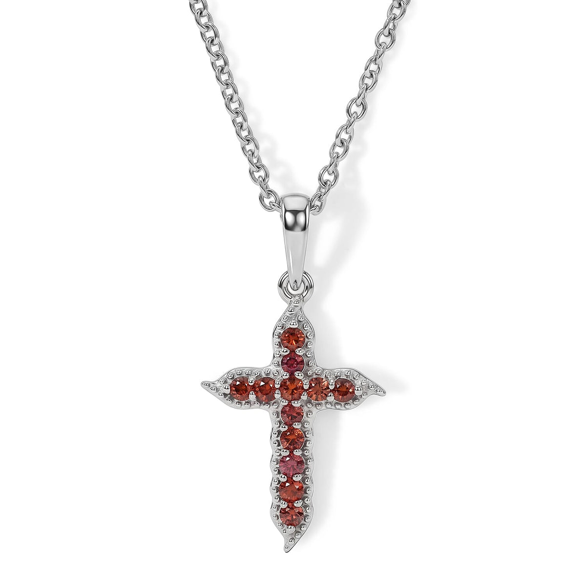 D''Joy Jalisco Fire Opal 0.20 ctw Pendant in Rhodium Over Sterling Silver with Stainless Steel Necklace 20 Inches