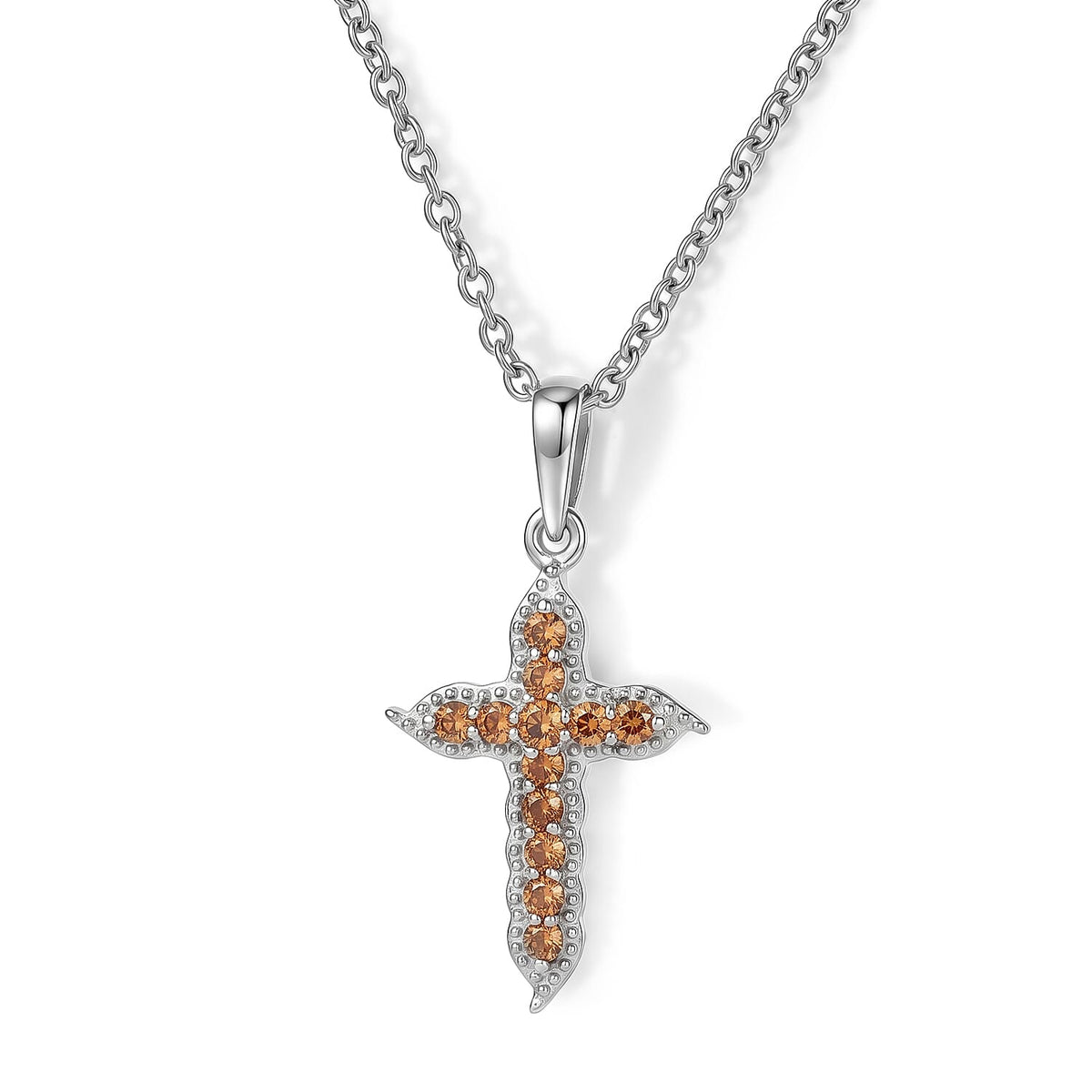 D''Joy Jalisco Fire Opal 0.20 ctw Pendant in Rhodium Over Sterling Silver with Stainless Steel Necklace 20 Inches