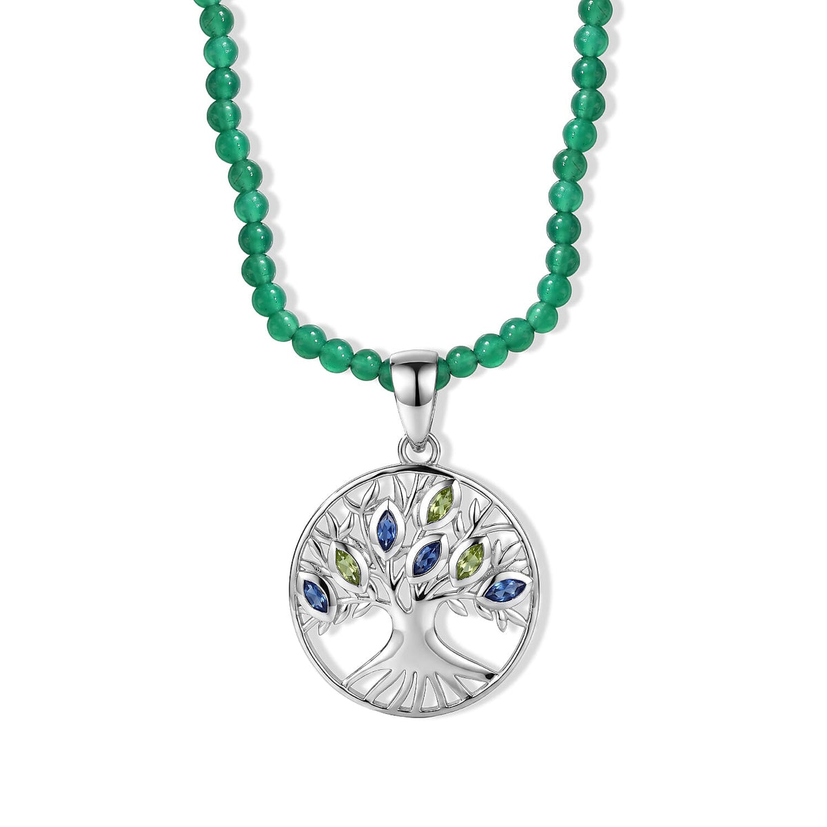 D''Joy Passport to Israel Kashmir Kyanite, Hebei Peridot Pendant with Beaded Necklace (18 Inches) in Rhodium Over Sterling Silver 70.80 ctw