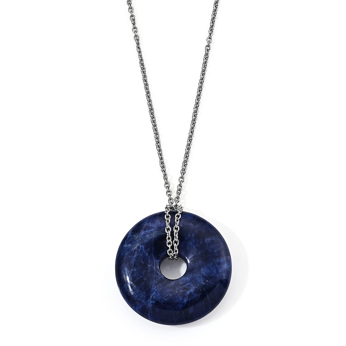 Red Jasper 55.00 ctw Pendant in Silvertone with Stainless Steel Necklace 26 Inches