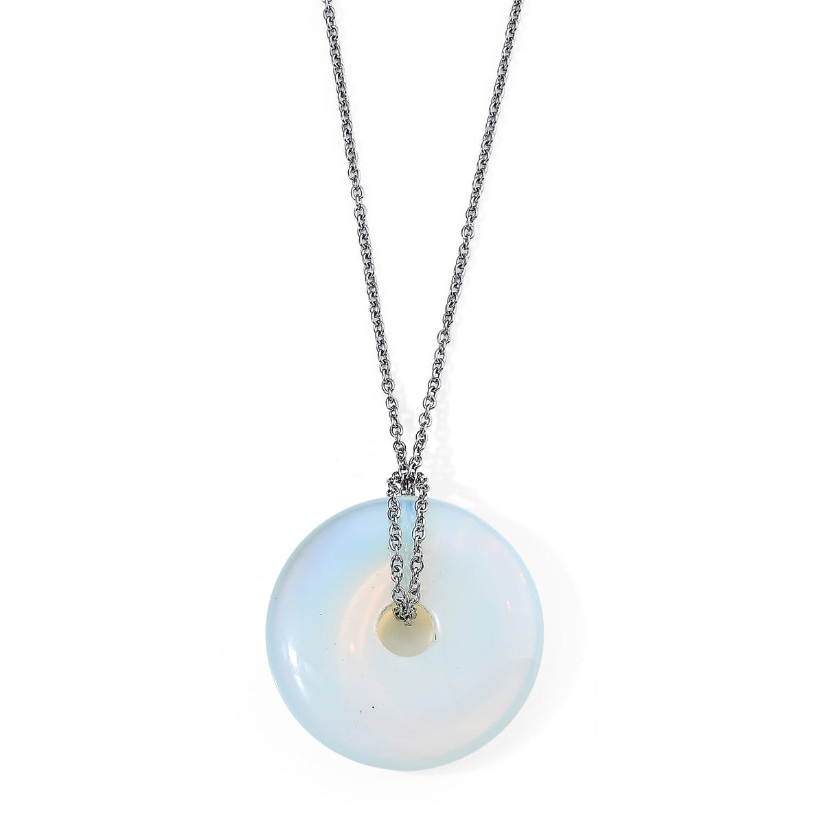 Red Jasper 55.00 ctw Pendant in Silvertone with Stainless Steel Necklace 26 Inches