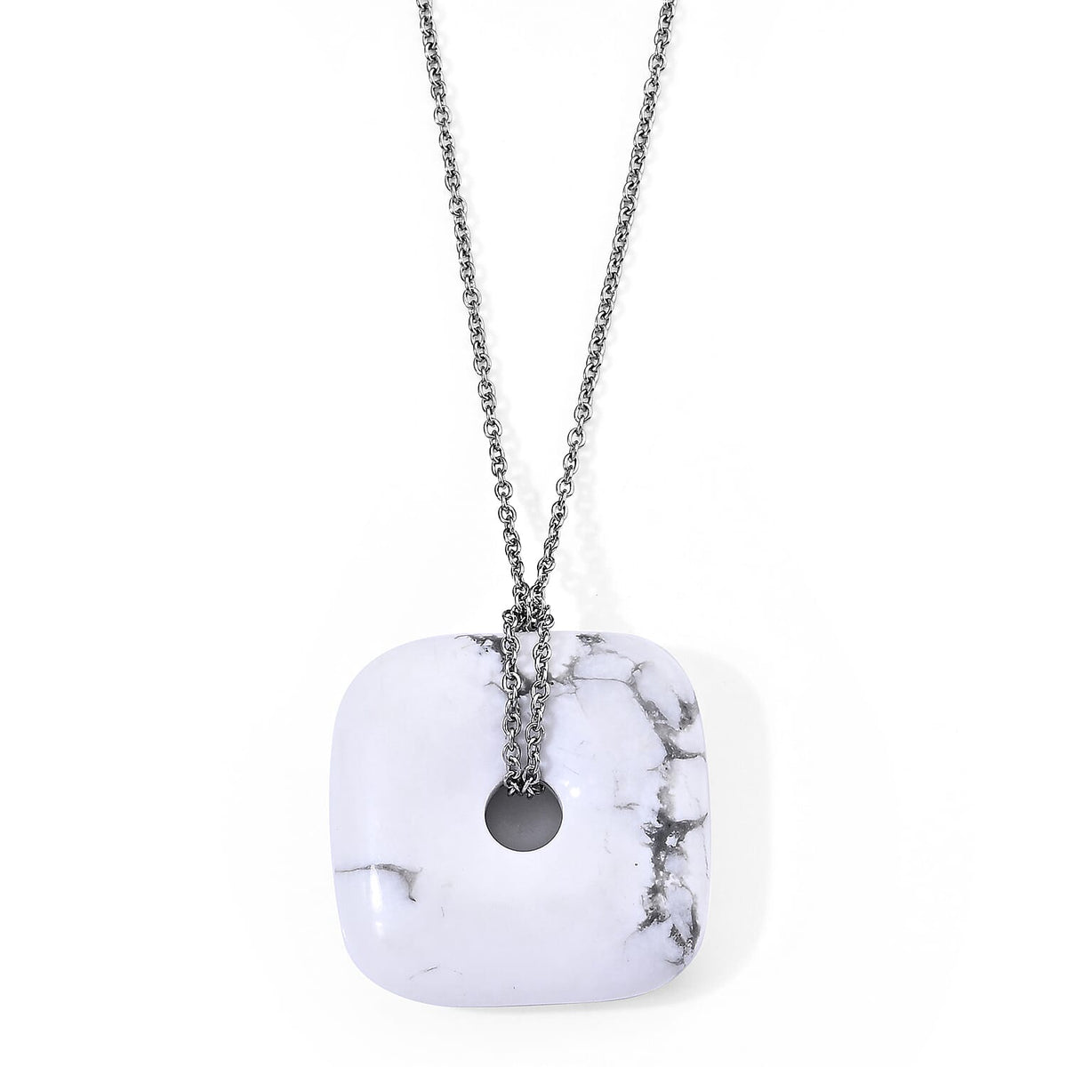 Galilea Rose Quartz 58.00 ctw Pendant in Silvertone with Stainless Steel Necklace 26 Inches