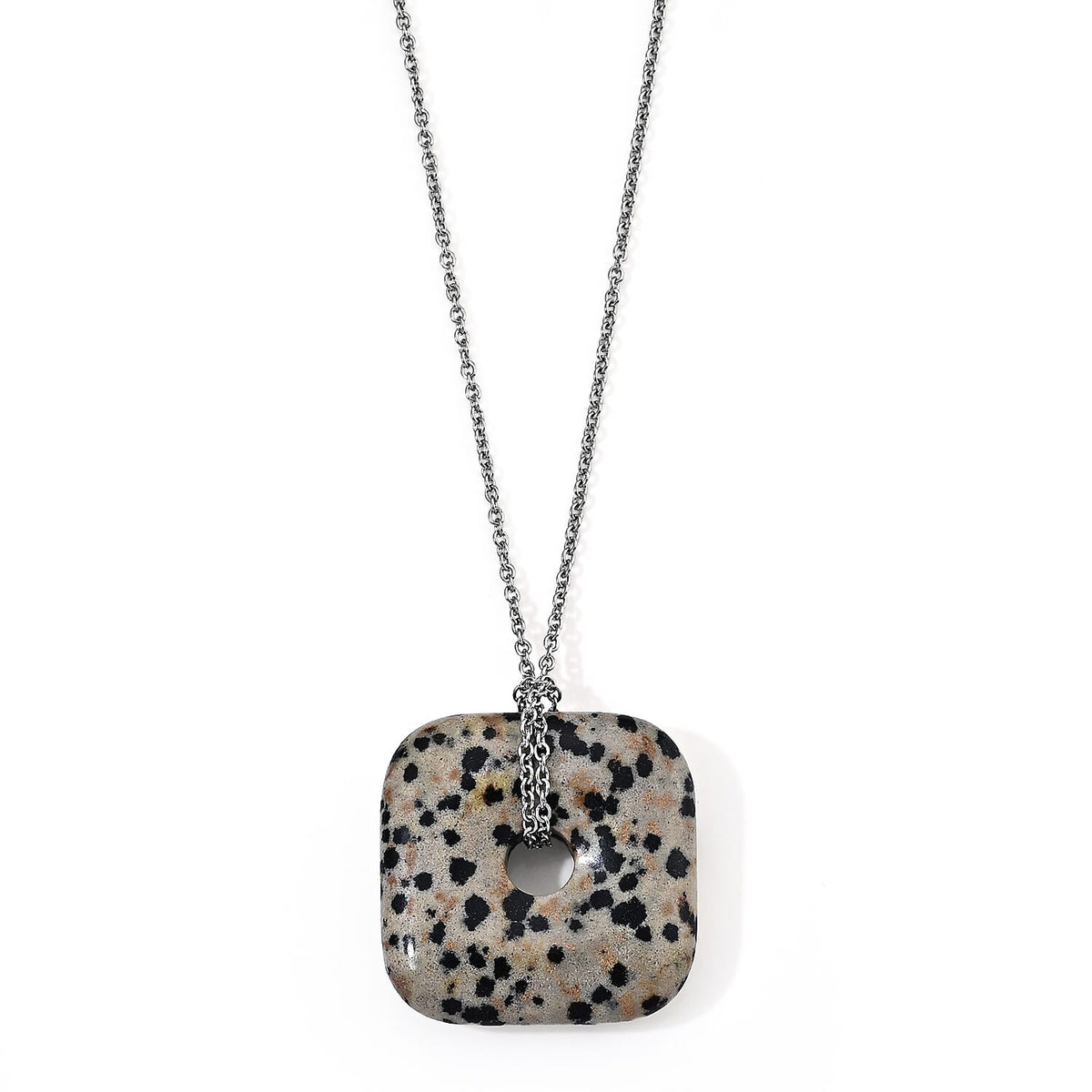 Galilea Rose Quartz 58.00 ctw Pendant in Silvertone with Stainless Steel Necklace 26 Inches